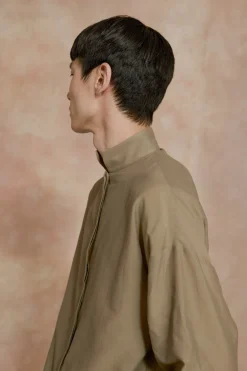 Soles, khaki green cotton voile shirt