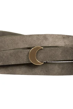 Strip, belt in dark green suede