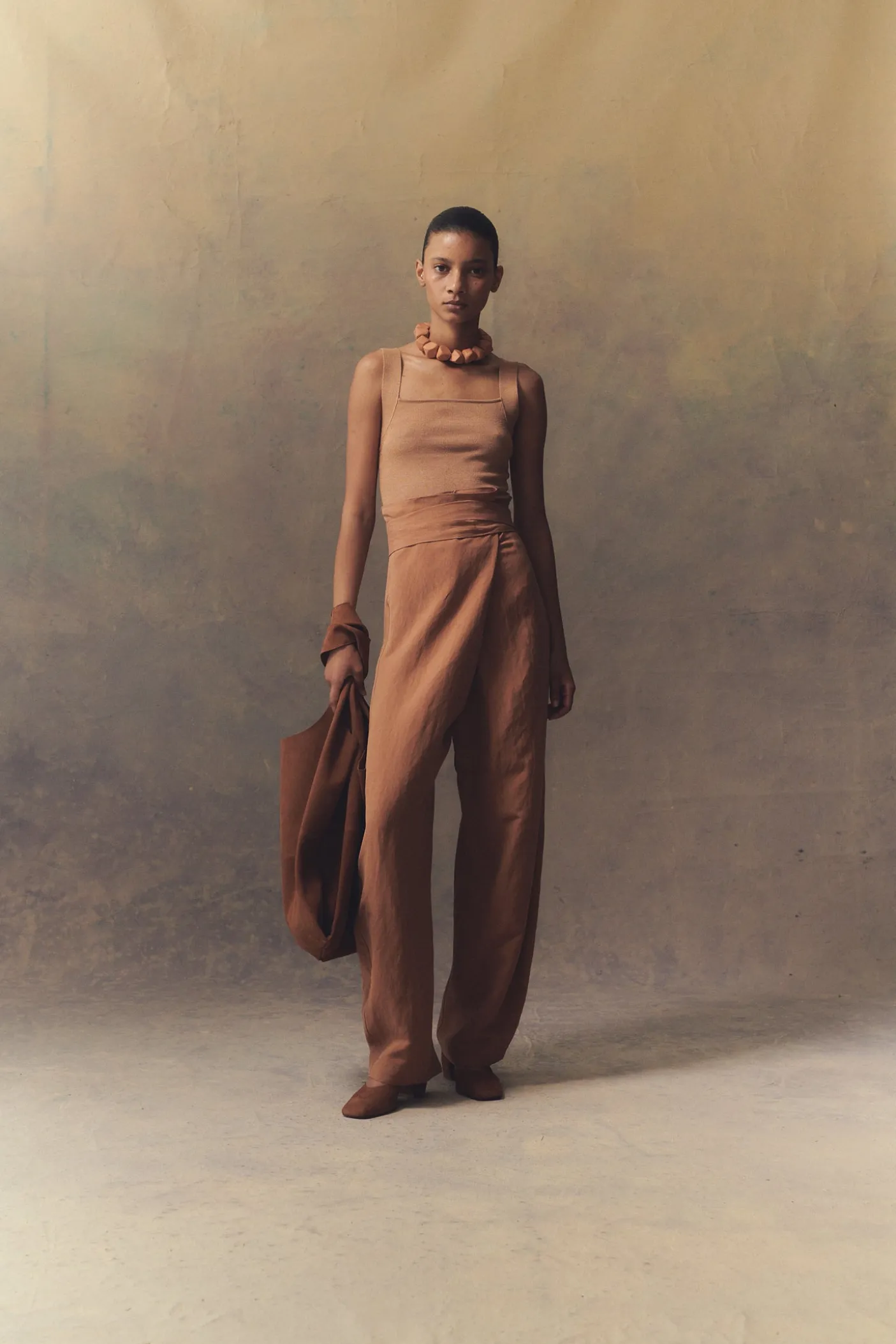 Tanami, terracotta linen and silk pants
