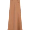 Tanami, terracotta long skirt in linen and silk