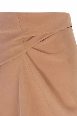Tanami, terracotta long skirt in linen and silk