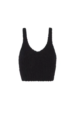 Tender, black baby camel and silk knit top