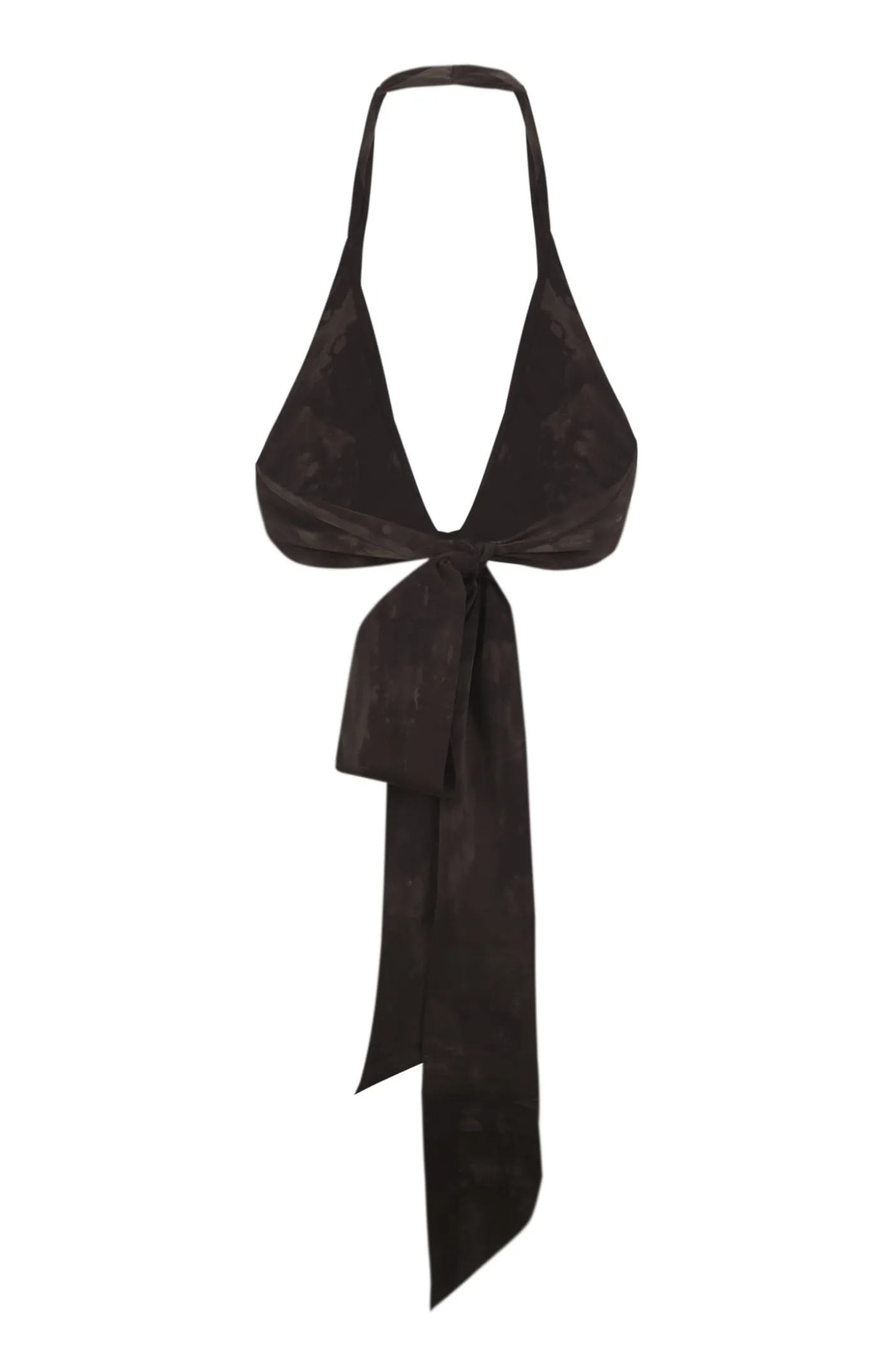 Tie, fade black and green stretch silk top