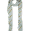 Tilo, foulard de rayas aqua y dorado