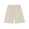 Tilo, gray and brown striped shorts