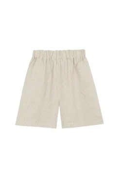 Tilo, gray and brown striped shorts