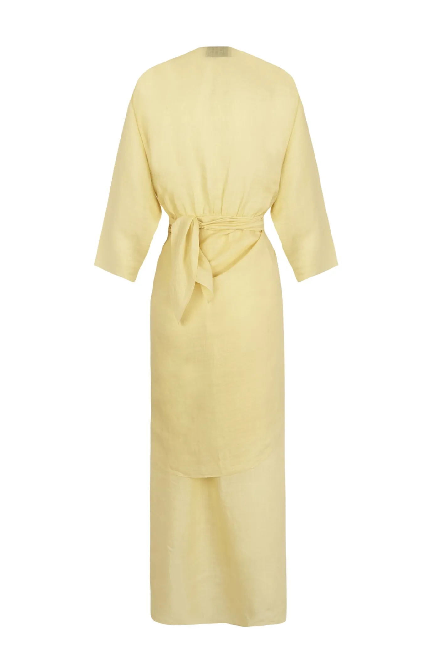 Tramonto, vestido midi de ramio amarillo claro