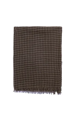 Trevor, foulard a cuadros vichy marrón y negro en cachemir y seda