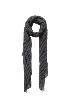 Trevor, foulard a cuadros vichy gris y negro en cachemir y seda