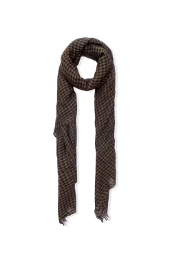 Trevor, foulard a cuadros vichy marrón y negro en cachemir y seda