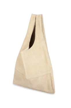 U L, bag in ecru brushed suede