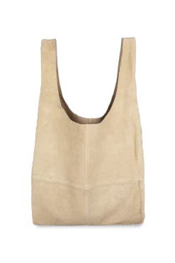 U L, bag in ecru brushed suede