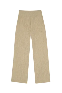 Una, beige melange linen and wool pants
