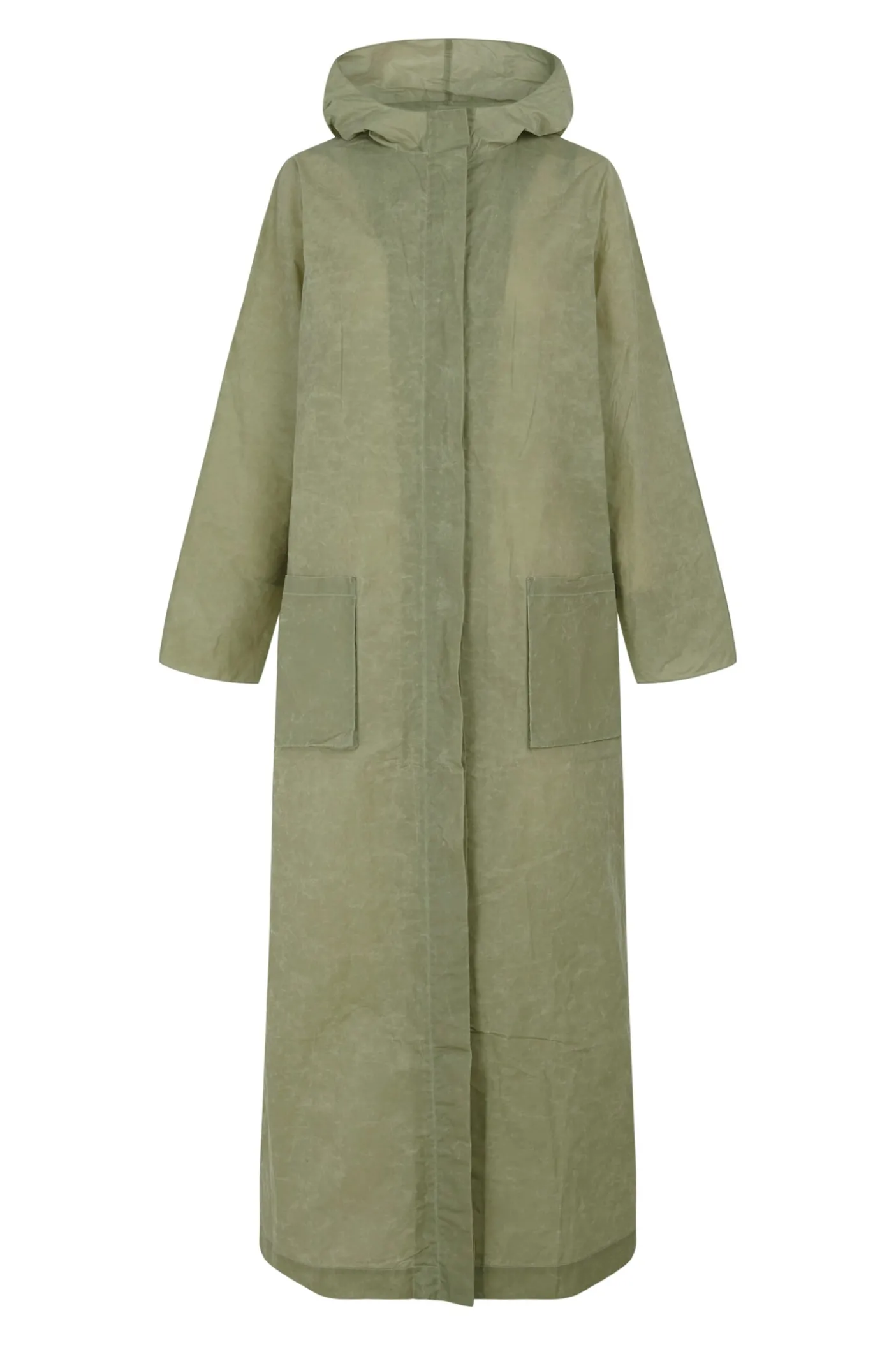 Wax, green waxed cotton raincoat