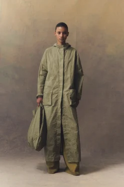 Wax, green waxed cotton raincoat