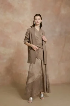 Yoko, fade cocoa halter dress