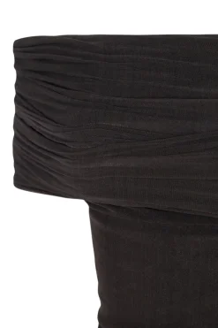 Zaida, graphite silk tulle crop top