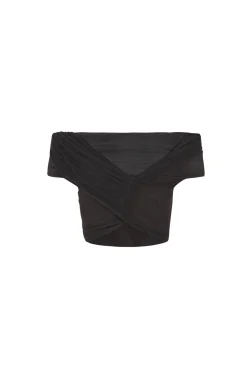 Zaida, graphite silk tulle crop top